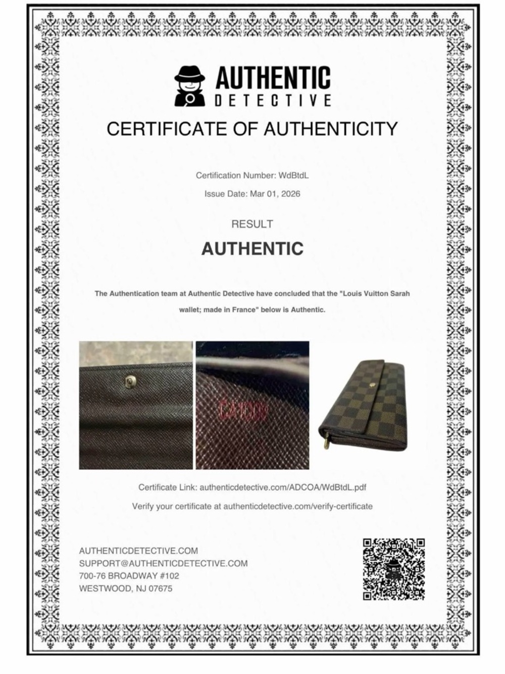 LV Damier Ebene Sarah Wallet, Bag Strap, Stellar Times EDP, Dust Bag✨ & COA!! - Picture 3 of 17